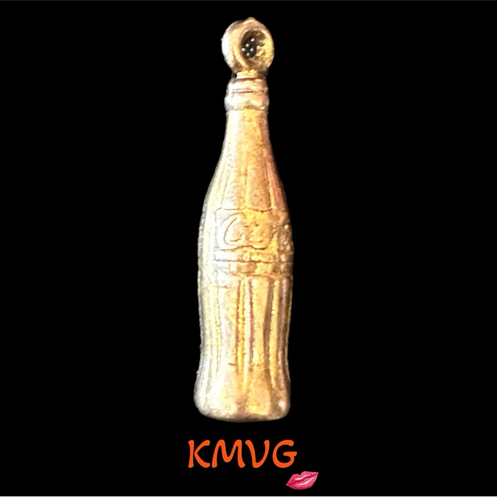 Vintage Brass Coca Cola Bottle Pendant Charm Coke 1.75” x .25” Gold Color